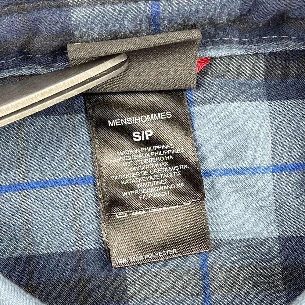 North Face Shirt Mens Small Blue Plaid‎ Snap Outdoors Camping Hiking Travel Work